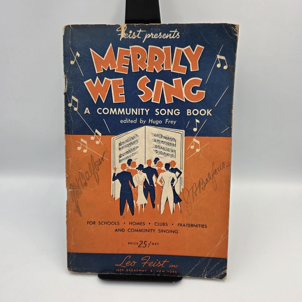 Merrily We Sing Community Song Book by Hugo Frey 1936 1st Edition Songbook Vtg.